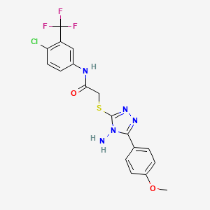 molecular formula C18H15ClF3N5O2S B12145235 2-[4-amino-5-(4-methoxyphenyl)(1,2,4-triazol-3-ylthio)]-N-[4-chloro-3-(trifluo romethyl)phenyl]acetamide 