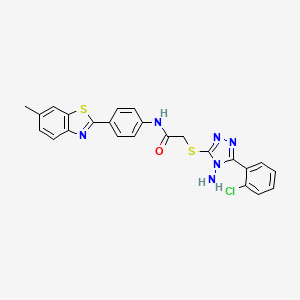 molecular formula C24H19ClN6OS2 B12145255 2-{[4-amino-5-(2-chlorophenyl)-4H-1,2,4-triazol-3-yl]sulfanyl}-N-[4-(6-methyl-1,3-benzothiazol-2-yl)phenyl]acetamide 