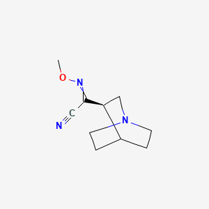 molecular formula C10H15N3O B1214527 (3R)-N-methoxy-1-azabicyclo[2.2.2]octane-3-carboximidoyl cyanide 