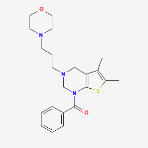 molecular formula C22H29N3O2S B12145286 4-(3-{1-benzoyl-5,6-dimethyl-1H,2H,3H,4H-thieno[2,3-d]pyrimidin-3-yl}propyl)morpholine 