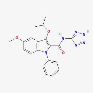 molecular formula C20H20N6O3 B1214535 5-Methoxy-3-(1-methylethoxy)-1-phenyl-N-2H-tetrazol-5-yl-1H-indole-2-carboxamide CAS No. 104961-19-5