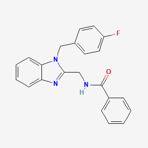 molecular formula C22H18FN3O B12145518 N-{[1-(4-fluorobenzyl)-1H-benzimidazol-2-yl]methyl}benzamide 