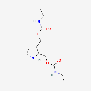 molecular formula C13H23N3O4 B1214554 Carbamic acid, ethyl-, (2,5-dihydro-1-methyl-1H-pyrrole-2,3-diyl)bis(methylene) ester CAS No. 32766-79-3