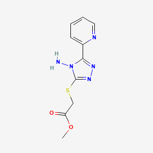 molecular formula C10H11N5O2S B12145562 Methyl 2-(4-amino-5-(2-pyridyl)-1,2,4-triazol-3-ylthio)acetate 
