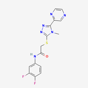 molecular formula C15H12F2N6OS B12145569 N-(3,4-difluorophenyl)-2-{[4-methyl-5-(pyrazin-2-yl)-4H-1,2,4-triazol-3-yl]sulfanyl}acetamide 