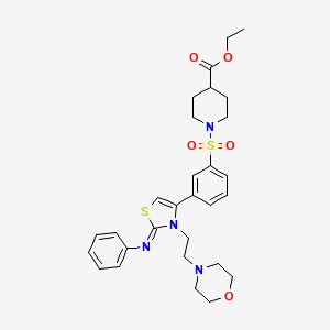 molecular formula C29H36N4O5S2 B12145757 ethyl 1-({3-[(2Z)-3-[2-(morpholin-4-yl)ethyl]-2-(phenylimino)-2,3-dihydro-1,3-thiazol-4-yl]phenyl}sulfonyl)piperidine-4-carboxylate 
