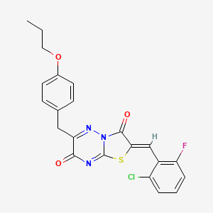 molecular formula C22H17ClFN3O3S B12145759 (2Z)-2-(2-chloro-6-fluorobenzylidene)-6-(4-propoxybenzyl)-7H-[1,3]thiazolo[3,2-b][1,2,4]triazine-3,7(2H)-dione 