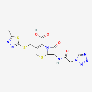 3-{[(5-methyl-1,3,4-thiadiazol-2-yl)sulfanyl]methyl}-8-oxo-7-[(1H-tetrazol-1-ylacetyl)amino]-5-thia-1-azabicyclo[4.2.0]oct-2-ene-2-carboxylic acid