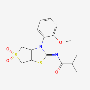molecular formula C16H20N2O4S2 B12145859 N-[(2Z)-3-(2-methoxyphenyl)-5,5-dioxidotetrahydrothieno[3,4-d][1,3]thiazol-2(3H)-ylidene]-2-methylpropanamide 
