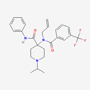 molecular formula C26H30F3N3O2 B12145968 N-phenyl-4-[N-(prop-2-en-1-yl)3-(trifluoromethyl)benzamido]-1-(propan-2-yl)piperidine-4-carboxamide 