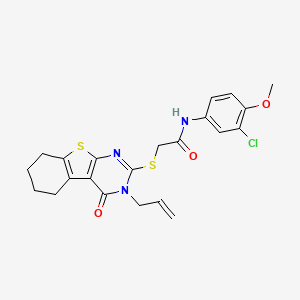 molecular formula C22H22ClN3O3S2 B12146105 N-(3-chloro-4-methoxyphenyl)-2-{[4-oxo-3-(prop-2-en-1-yl)-3,4,5,6,7,8-hexahydro[1]benzothieno[2,3-d]pyrimidin-2-yl]sulfanyl}acetamide 
