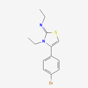 molecular formula C13H15BrN2S B12146120 Ethanamine, N-[4-(4-bromophenyl)-3-ethyl-2(3H)-thiazolylidene]- CAS No. 732238-01-6