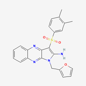 molecular formula C23H20N4O3S B12146128 3-(3,4-Dimethyl-benzenesulfonyl)-1-furan-2-ylmethyl-1H-pyrrolo[2,3-b]quinoxalin-2-ylamine 