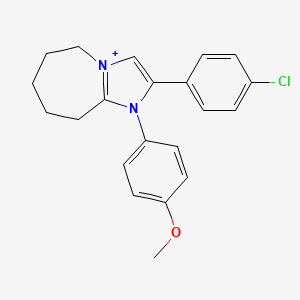 molecular formula C21H22ClN2O+ B1214613 2-(4-chlorophenyl)-1-(4-methoxyphenyl)-6,7,8,9-tetrahydro-5H-imidazo[1,2-a]azepin-4-ium 