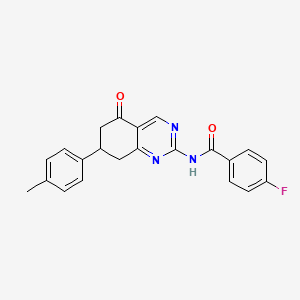 molecular formula C22H18FN3O2 B12146140 4-fluoro-N-[7-(4-methylphenyl)-5-oxo-5,6,7,8-tetrahydroquinazolin-2-yl]benzamide 