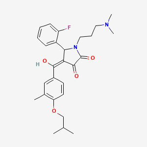 molecular formula C27H33FN2O4 B12146154 1-[3-(dimethylamino)propyl]-5-(2-fluorophenyl)-3-hydroxy-4-{[3-methyl-4-(2-methylpropoxy)phenyl]carbonyl}-1,5-dihydro-2H-pyrrol-2-one 