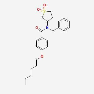 molecular formula C24H31NO4S B12146218 N-benzyl-N-(1,1-dioxidotetrahydrothiophen-3-yl)-4-(hexyloxy)benzamide 