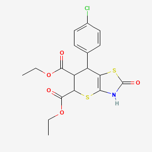 molecular formula C18H18ClNO5S2 B12146233 5,6-diethyl 7-(4-chlorophenyl)-2-oxo-2H,3H,5H,6H,7H-thiopyrano[2,3-d][1,3]thiazole-5,6-dicarboxylate 