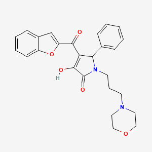molecular formula C26H26N2O5 B12146272 4-(1-benzofuran-2-ylcarbonyl)-3-hydroxy-1-[3-(morpholin-4-yl)propyl]-5-phenyl-1,5-dihydro-2H-pyrrol-2-one 