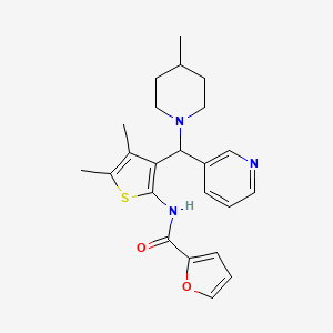 molecular formula C23H27N3O2S B12146361 N-{4,5-dimethyl-3-[(4-methylpiperidin-1-yl)(pyridin-3-yl)methyl]thiophen-2-yl}furan-2-carboxamide 