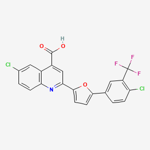 molecular formula C21H10Cl2F3NO3 B12146469 6-Chloro-2-{5-[4-chloro-3-(trifluoromethyl)phenyl]furan-2-yl}quinoline-4-carboxylic acid 