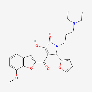 molecular formula C25H28N2O6 B12146484 1-[3-(Diethylamino)propyl]-5-(2-furyl)-3-hydroxy-4-[(7-methoxybenzo[d]furan-2-yl)carbonyl]-3-pyrrolin-2-one 