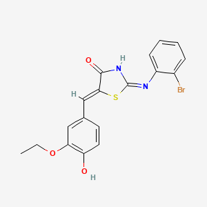 molecular formula C18H15BrN2O3S B12146512 (5Z)-2-[(2-bromophenyl)amino]-5-(3-ethoxy-4-hydroxybenzylidene)-1,3-thiazol-4(5H)-one 