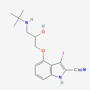 molecular formula C16H20IN3O2 B1214652 (-)-Iodocyanopindolol CAS No. 80180-26-3