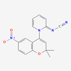 molecular formula C17H14N4O3 B1214653 (1-(2,2-Dimethyl-6-nitro-2H-1-benzopyran-4-yl)-2(1H)-pyridinylidene)cyanamide CAS No. 135809-60-8