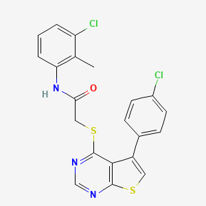 molecular formula C21H15Cl2N3OS2 B12146533 N-(3-chloro-2-methylphenyl)-2-{[5-(4-chlorophenyl)thieno[2,3-d]pyrimidin-4-yl]sulfanyl}acetamide 