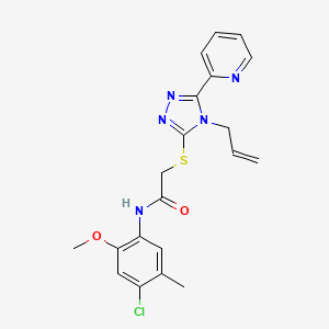 molecular formula C20H20ClN5O2S B12146564 N-(4-chloro-2-methoxy-5-methylphenyl)-2-{[4-(prop-2-en-1-yl)-5-(pyridin-2-yl)-4H-1,2,4-triazol-3-yl]sulfanyl}acetamide 