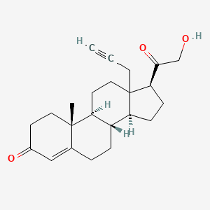 molecular formula C23H30O3 B1214658 (8S,9S,10R,14S,17S)-17-(2-hydroxyacetyl)-10-methyl-13-prop-2-ynyl-1,2,6,7,8,9,11,12,14,15,16,17-dodecahydrocyclopenta[a]phenanthren-3-one CAS No. 80899-91-8
