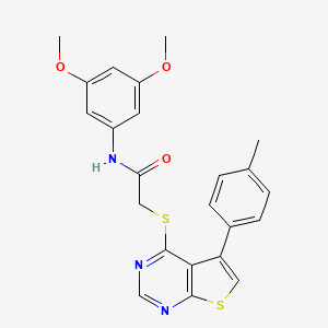 molecular formula C23H21N3O3S2 B12146645 N-(3,5-dimethoxyphenyl)-2-{[5-(4-methylphenyl)thieno[2,3-d]pyrimidin-4-yl]sulfanyl}acetamide 