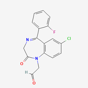 molecular formula C17H12ClFN2O2 B1214666 1H-1,4-Benzodiazepine-1-acetaldehyde, 7-chloro-5-(2-fluorophenyl)-2,3-dihydro-2-oxo- CAS No. 85057-32-5