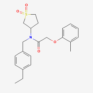 molecular formula C22H27NO4S B12146676 N-(1,1-dioxidotetrahydrothiophen-3-yl)-N-(4-ethylbenzyl)-2-(2-methylphenoxy)acetamide 