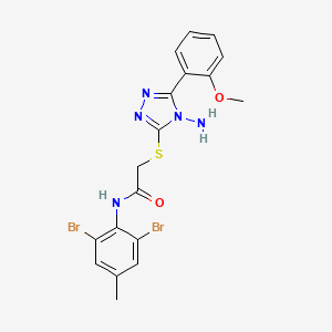 molecular formula C18H17Br2N5O2S B12146703 2-[4-amino-5-(2-methoxyphenyl)(1,2,4-triazol-3-ylthio)]-N-(2,6-dibromo-4-methy lphenyl)acetamide 