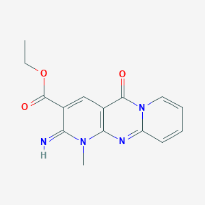 molecular formula C15H14N4O3 B12146705 Ethyl 2-imino-1-methyl-5-oxo-1,6-dihydropyridino[1,2-a]pyridino[2,3-d]pyrimidi ne-3-carboxylate 