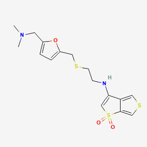molecular formula C16H20N2O3S3 B1214675 N-(2-(((-5-((Dimethylamino)methyl)-2-furanyl)methyl)thio)ethyl)thieno(3,4-d)isothiazol-3-amine-1,1-dioxide CAS No. 94662-50-7