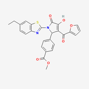 molecular formula C26H20N2O6S B12146753 methyl 4-{(3E)-1-(6-ethyl-1,3-benzothiazol-2-yl)-3-[furan-2-yl(hydroxy)methylidene]-4,5-dioxopyrrolidin-2-yl}benzoate 