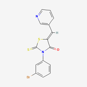molecular formula C15H9BrN2OS2 B12146754 3-(3-Bromophenyl)-5-(3-pyridylmethylene)-2-thioxo-1,3-thiazolidin-4-one 