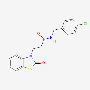 molecular formula C17H15ClN2O2S B12146766 N-[(4-chlorophenyl)methyl]-3-(2-oxo-2,3-dihydro-1,3-benzothiazol-3-yl)propanamide 