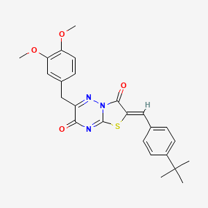 molecular formula C25H25N3O4S B12146771 (2Z)-2-(4-tert-butylbenzylidene)-6-(3,4-dimethoxybenzyl)-7H-[1,3]thiazolo[3,2-b][1,2,4]triazine-3,7(2H)-dione 
