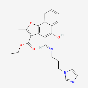 molecular formula C23H23N3O4 B12146796 ethyl (4Z)-4-({[3-(1H-imidazol-1-yl)propyl]amino}methylene)-2-methyl-5-oxo-4,5-dihydronaphtho[1,2-b]furan-3-carboxylate 