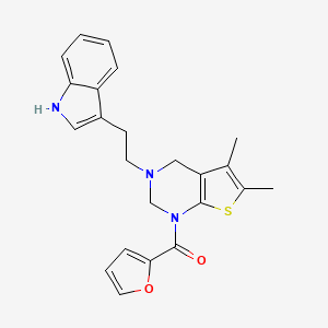 molecular formula C23H23N3O2S B12146869 furan-2-yl{3-[2-(1H-indol-3-yl)ethyl]-5,6-dimethyl-3,4-dihydrothieno[2,3-d]pyrimidin-1(2H)-yl}methanone 