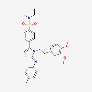molecular formula C30H35N3O4S2 B12147066 4-{(2Z)-3-[2-(3,4-dimethoxyphenyl)ethyl]-2-[(4-methylphenyl)imino]-2,3-dihydro-1,3-thiazol-4-yl}-N,N-diethylbenzenesulfonamide 