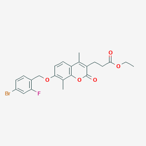 molecular formula C23H22BrFO5 B12147068 ethyl 3-{7-[(4-bromo-2-fluorobenzyl)oxy]-4,8-dimethyl-2-oxo-2H-chromen-3-yl}propanoate 