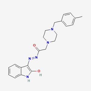 molecular formula C22H25N5O2 B12147122 2-[4-(4-methylbenzyl)piperazin-1-yl]-N'-[(3E)-2-oxo-1,2-dihydro-3H-indol-3-ylidene]acetohydrazide 