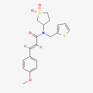 molecular formula C19H21NO4S2 B12147162 (2E)-N-(1,1-dioxidotetrahydrothiophen-3-yl)-3-(4-methoxyphenyl)-N-(thiophen-2-ylmethyl)prop-2-enamide 