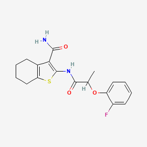 molecular formula C18H19FN2O3S B12147171 2-[2-(2-Fluorophenoxy)propanamido]-4,5,6,7-tetrahydro-1-benzothiophene-3-carboxamide 