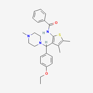 molecular formula C27H33N3O2S B12147181 N-{3-[(4-ethoxyphenyl)(4-methylpiperazin-1-yl)methyl]-4,5-dimethylthiophen-2-yl}benzamide 